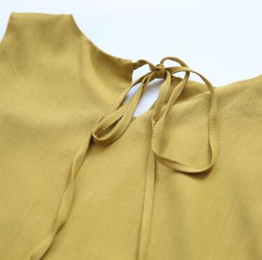纯色后背系带棉麻无袖娃娃衫(图3)